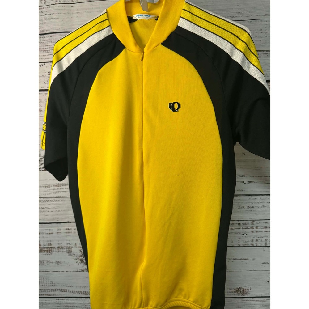 Pearl Izumi Mens Yellow Black White Short Sleeve Cycling Jersey